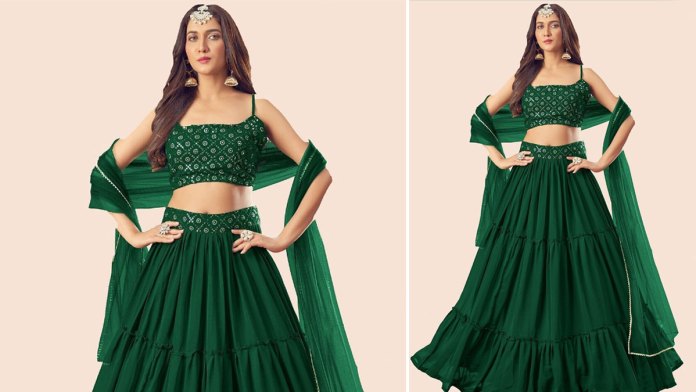 सॉलिड ग्रीन लहंगा - Solid Green Lehenga