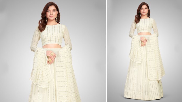 सफेद सेक्विन लहंगा - White Sequin Lehenga